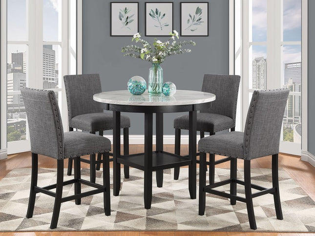 26" Gray and Black Wood and Fabric Counter Height Bar Chair