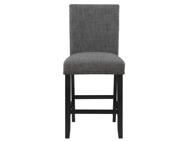 26" Gray and Black Wood and Fabric Counter Height Bar Chair
