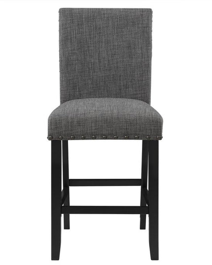 26" Gray and Black Wood and Fabric Counter Height Bar Chair