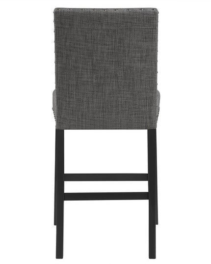 Set of Two 26" Gray and Black Wood and Fabric Counter Height Bar Chairs