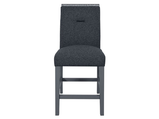 25" Dark Gray Wood and Suede Counter Height Bar Chair