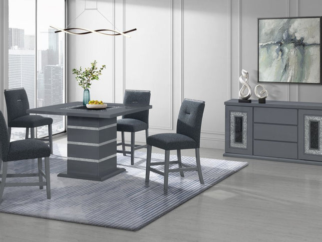 25" Dark Gray Wood and Suede Counter Height Bar Chair