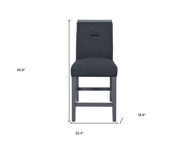 25" Dark Gray Wood and Suede Counter Height Bar Chair