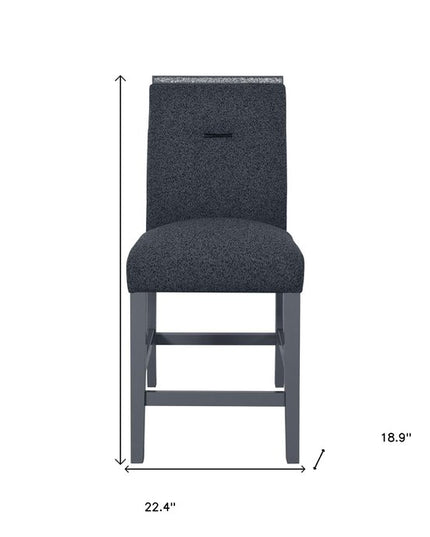 25" Dark Gray Wood and Suede Counter Height Bar Chair