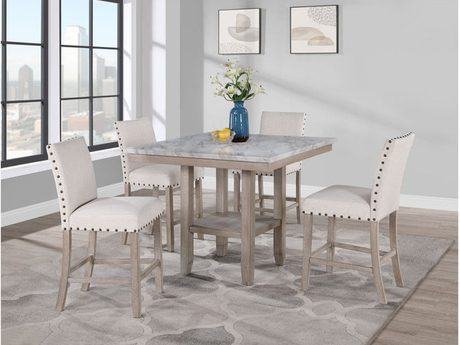 26" White and Natural Wood and Fabric Counter Height Bar Chair