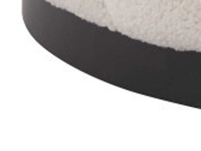 36" Cream And Black Faux Shearling And Upholstered Barrel Chair