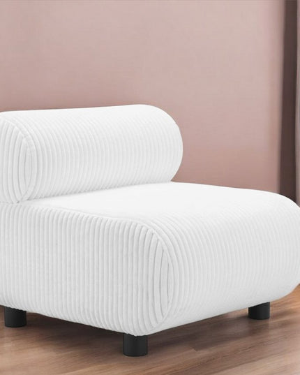 31" White And Black Corduroy And Upholstered Side Chair