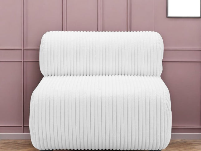 31" White And Black Corduroy And Upholstered Side Chair