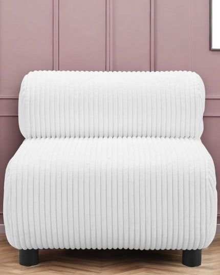 31" White And Black Corduroy And Upholstered Side Chair