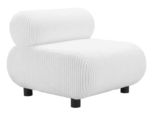 31" White And Black Corduroy And Upholstered Side Chair