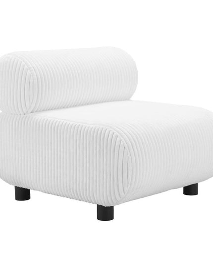 31" White And Black Corduroy And Upholstered Side Chair