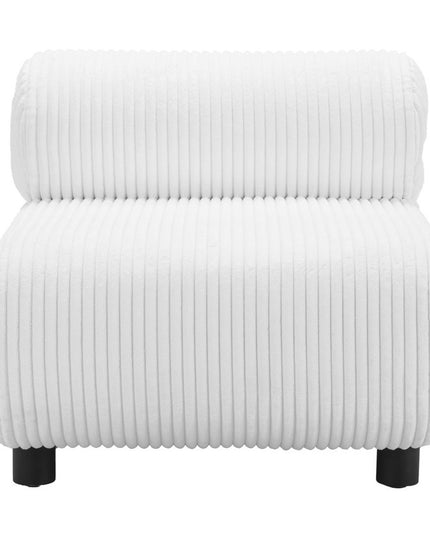 31" White And Black Corduroy And Upholstered Side Chair