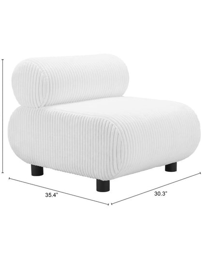 31" White And Black Corduroy And Upholstered Side Chair