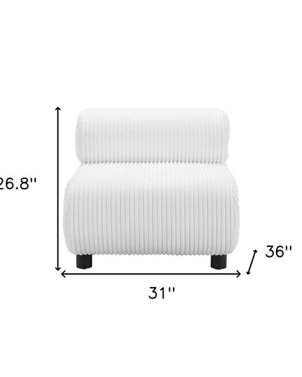 31" White And Black Corduroy And Upholstered Side Chair