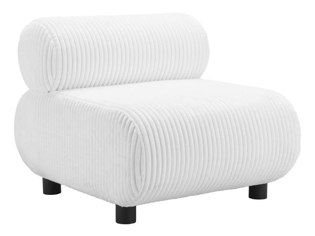 31" White And Black Corduroy And Upholstered Side Chair