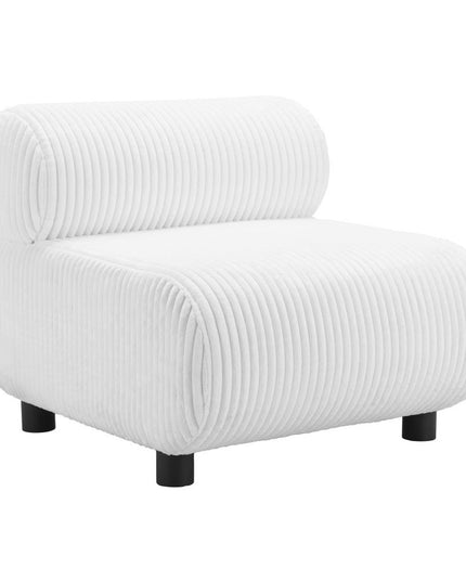 31" White And Black Corduroy And Upholstered Side Chair