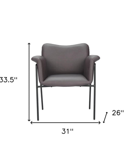 31" Brown And Black Faux Leather And Faux Leather Arm Chair