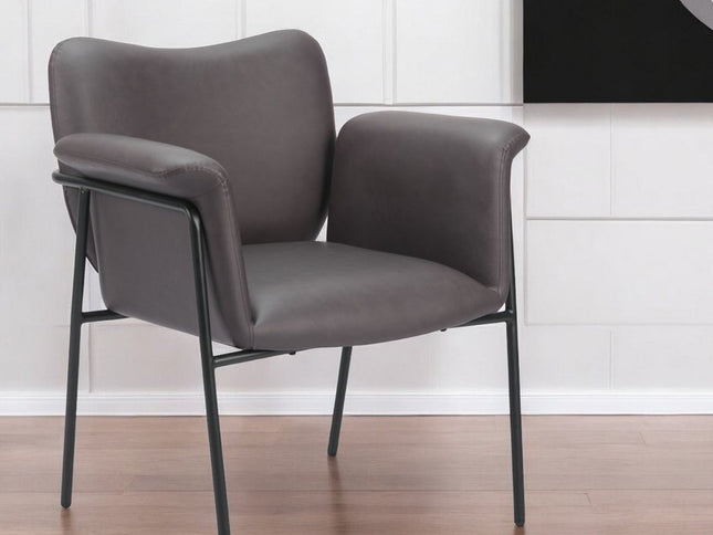 31" Brown And Black Faux Leather And Faux Leather Arm Chair