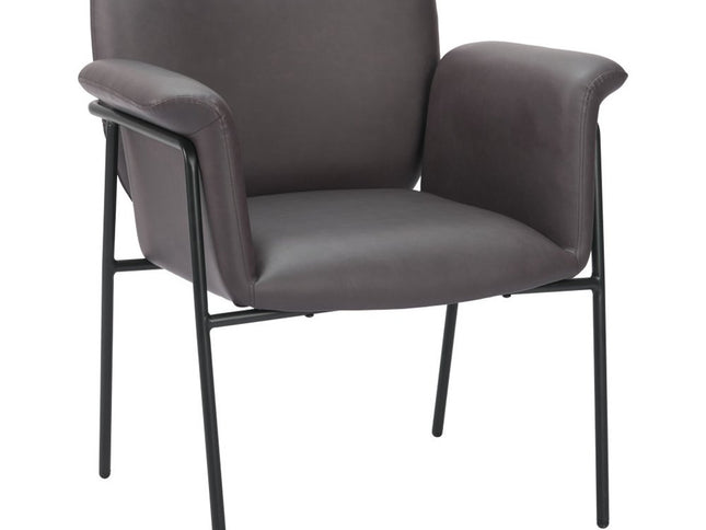 31" Brown And Black Faux Leather And Faux Leather Arm Chair