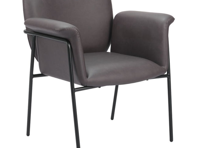 31" Brown And Black Faux Leather And Faux Leather Arm Chair