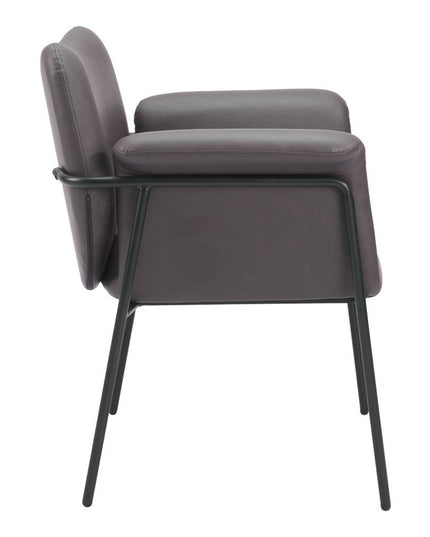 31" Brown And Black Faux Leather And Faux Leather Arm Chair