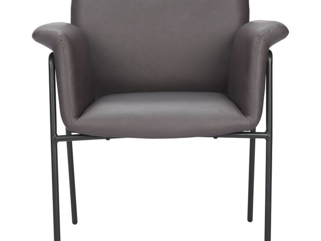 31" Brown And Black Faux Leather And Faux Leather Arm Chair