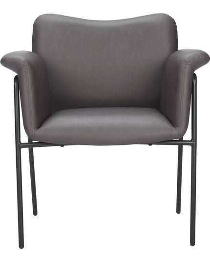 31" Brown And Black Faux Leather And Faux Leather Arm Chair