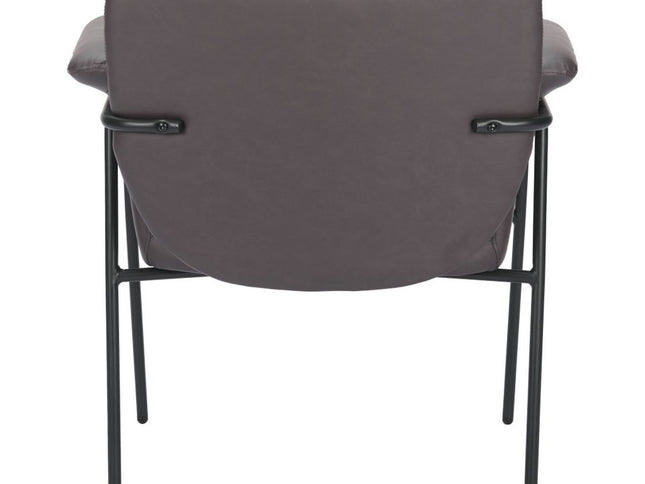 31" Brown And Black Faux Leather And Faux Leather Arm Chair