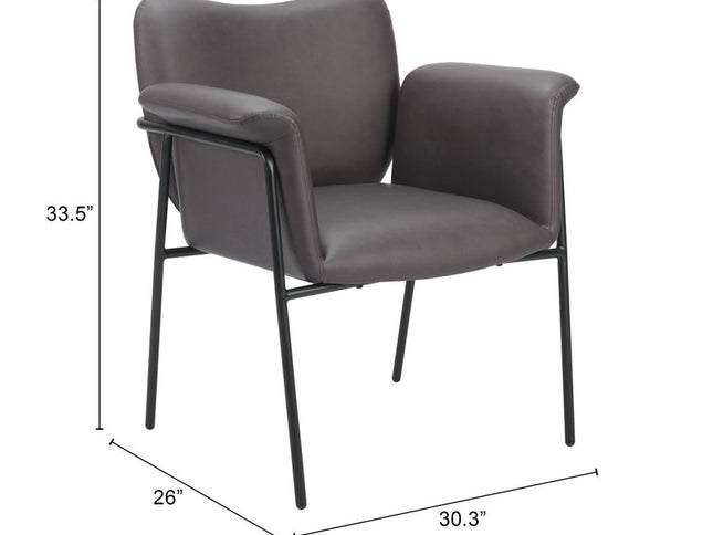 31" Brown And Black Faux Leather And Faux Leather Arm Chair