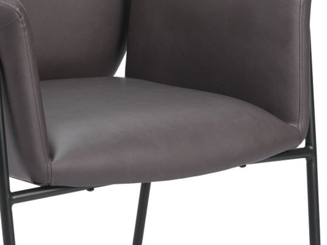 31" Brown And Black Faux Leather And Faux Leather Arm Chair