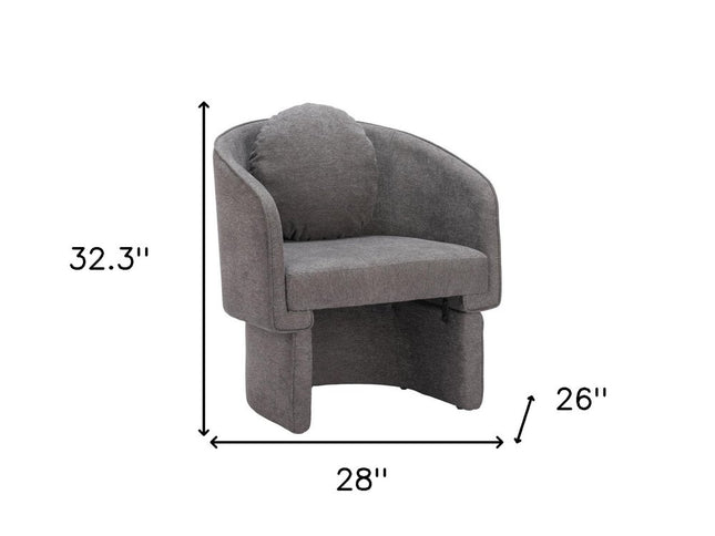 28" Gray Upholstered Club Chair And Toss Pillow