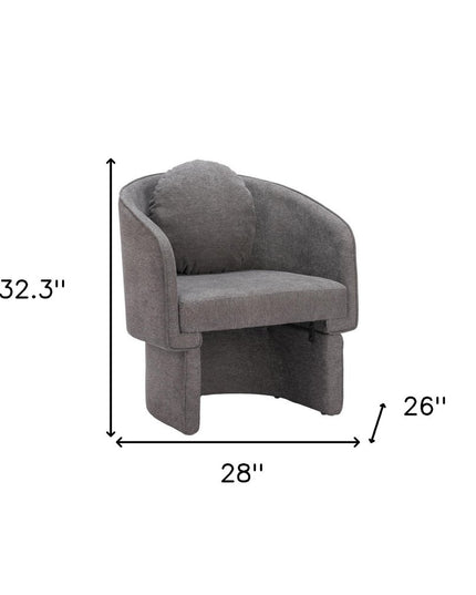 28" Gray Upholstered Club Chair And Toss Pillow