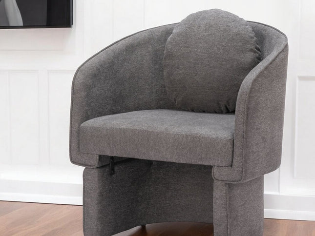 28" Gray Upholstered Club Chair And Toss Pillow