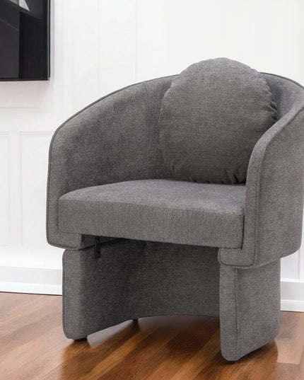 28" Gray Upholstered Club Chair And Toss Pillow