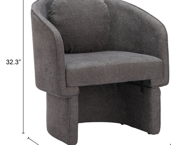28" Gray Upholstered Club Chair And Toss Pillow