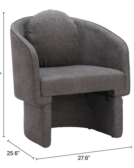 28" Gray Upholstered Club Chair And Toss Pillow