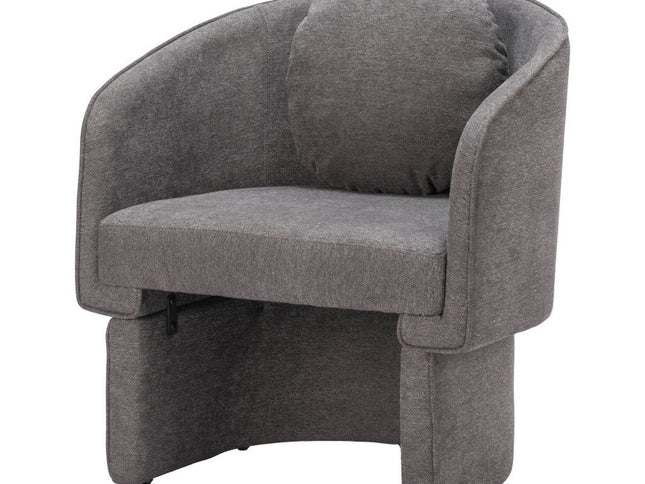 28" Gray Upholstered Club Chair And Toss Pillow