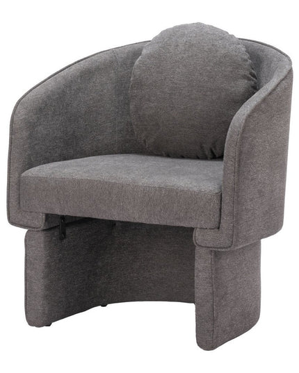 28" Gray Upholstered Club Chair And Toss Pillow