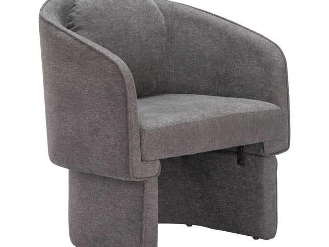 28" Gray Upholstered Club Chair And Toss Pillow