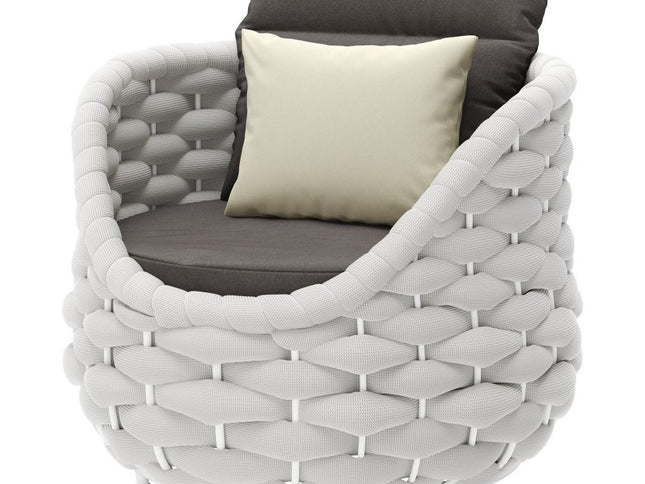 34" Gray And White Fabric Club Chair And Toss Pillow