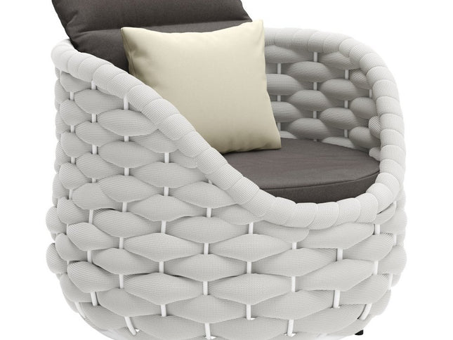 34" Gray And White Fabric Club Chair And Toss Pillow