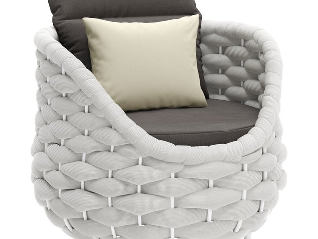 34" Gray And White Fabric Club Chair And Toss Pillow