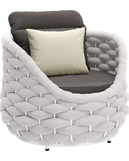 34" Gray And White Fabric Club Chair And Toss Pillow