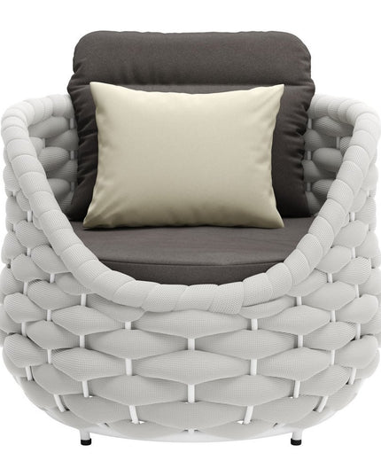 34" Gray And White Fabric Club Chair And Toss Pillow