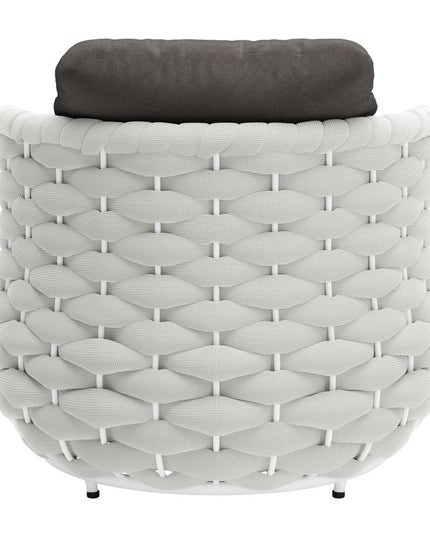 34" Gray And White Fabric Club Chair And Toss Pillow