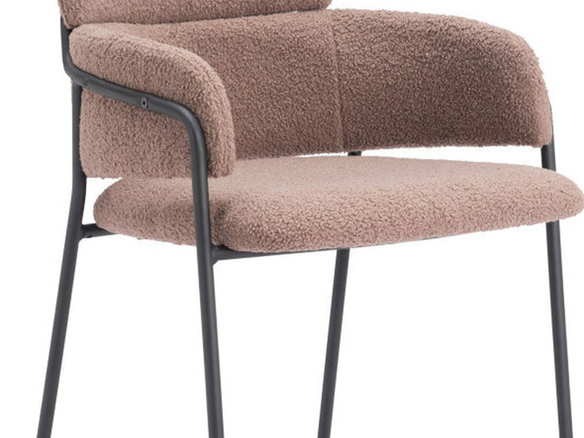 Set of Two 26" Brown and Black Faux Shearling and Steel Counter Height Bar Chairs