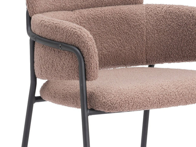 Set of Two 30" Brown and Black Faux Shearling and Steel Bar Height Bar Chairs