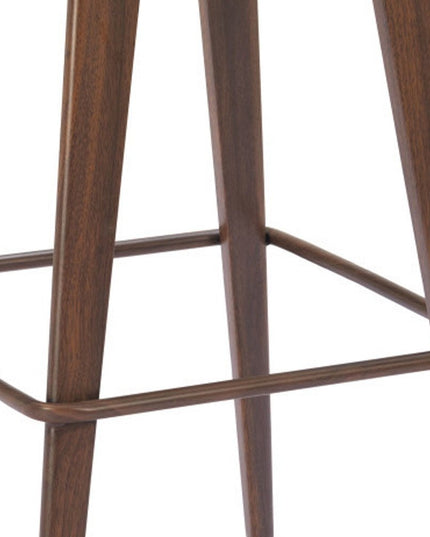 Set of Two 31" Taupe and Walnut Faux Leather and Steel Backless Bar Height Bar Chairs