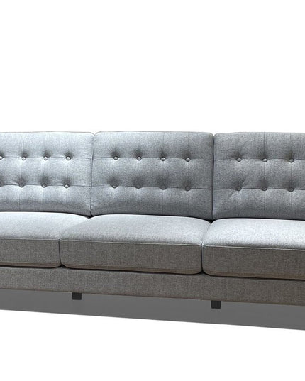 87" Gray Fabric Sofa With Black Legs