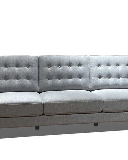 87" Gray Fabric Sofa With Black Legs